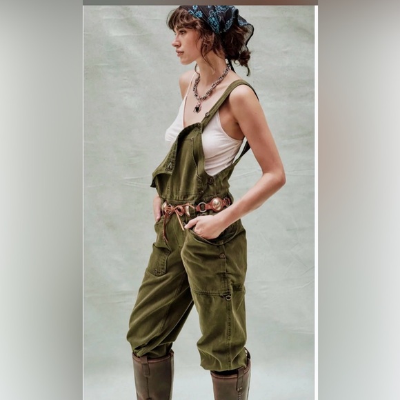 We The Free Army Green Women's Jeans Overalls - Picture 5 of 10